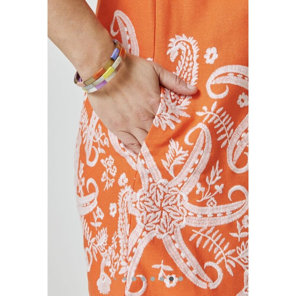 Maeve Anthropologie Dress Women 4 Embroidered Starfish Linen Viscose Boho Resort - Picture 6 of 10